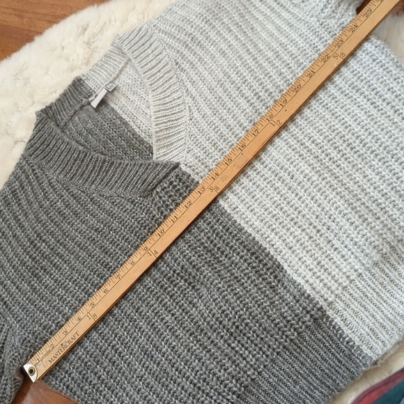 Ichi Colour Block Grey Knit V Neck Sweater Medium - Picture 7 of 9